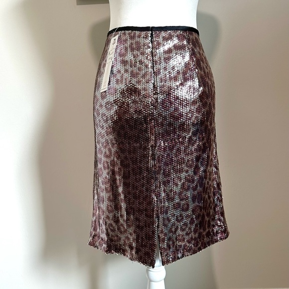 𝅺NANETTE Lepore Bronze Brown Sequin Cheetah Leopard Skirt 🇺🇸 NWT Gorgeous - Picture 4 of 16